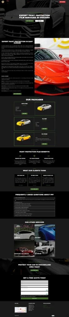 High-Conversion Vehicle Wrap and Window Tint Website for Chicagoland | Wrapping Racks screenshot